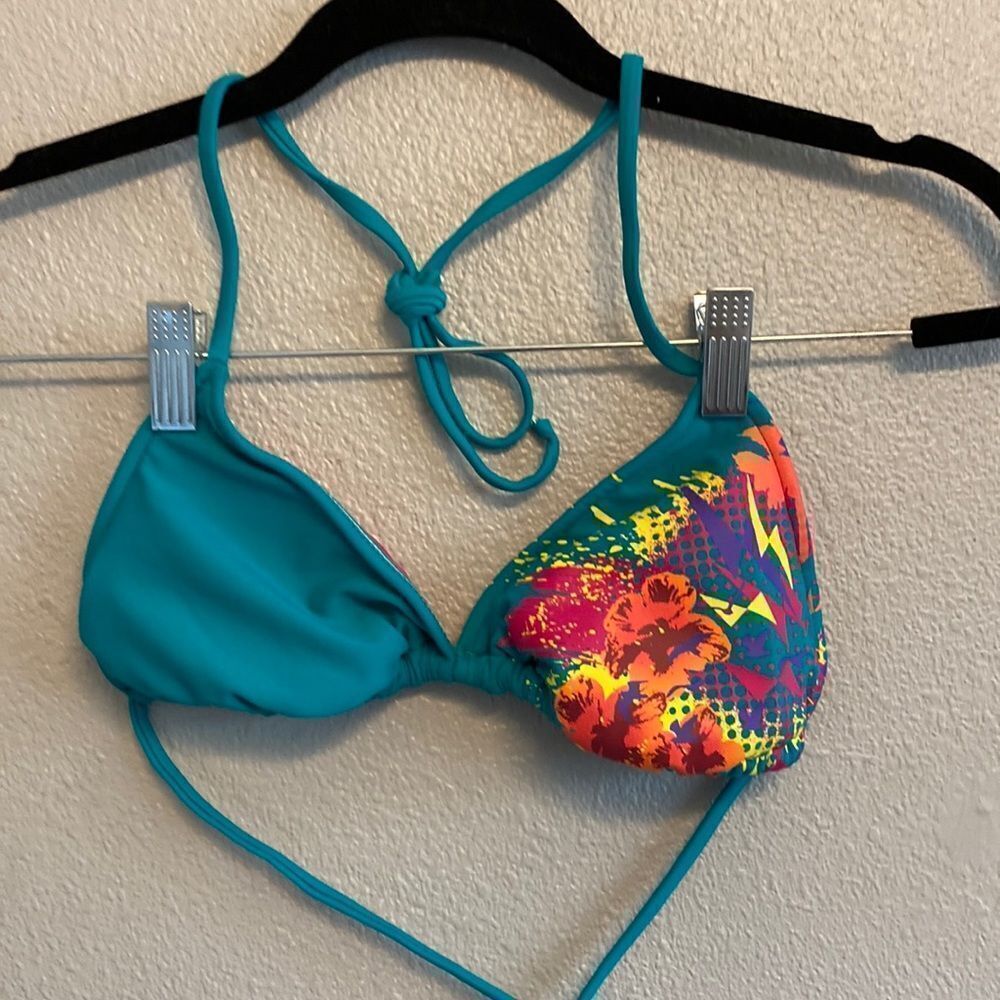 Xhilaration- teal string bikini triangle top- Size medium